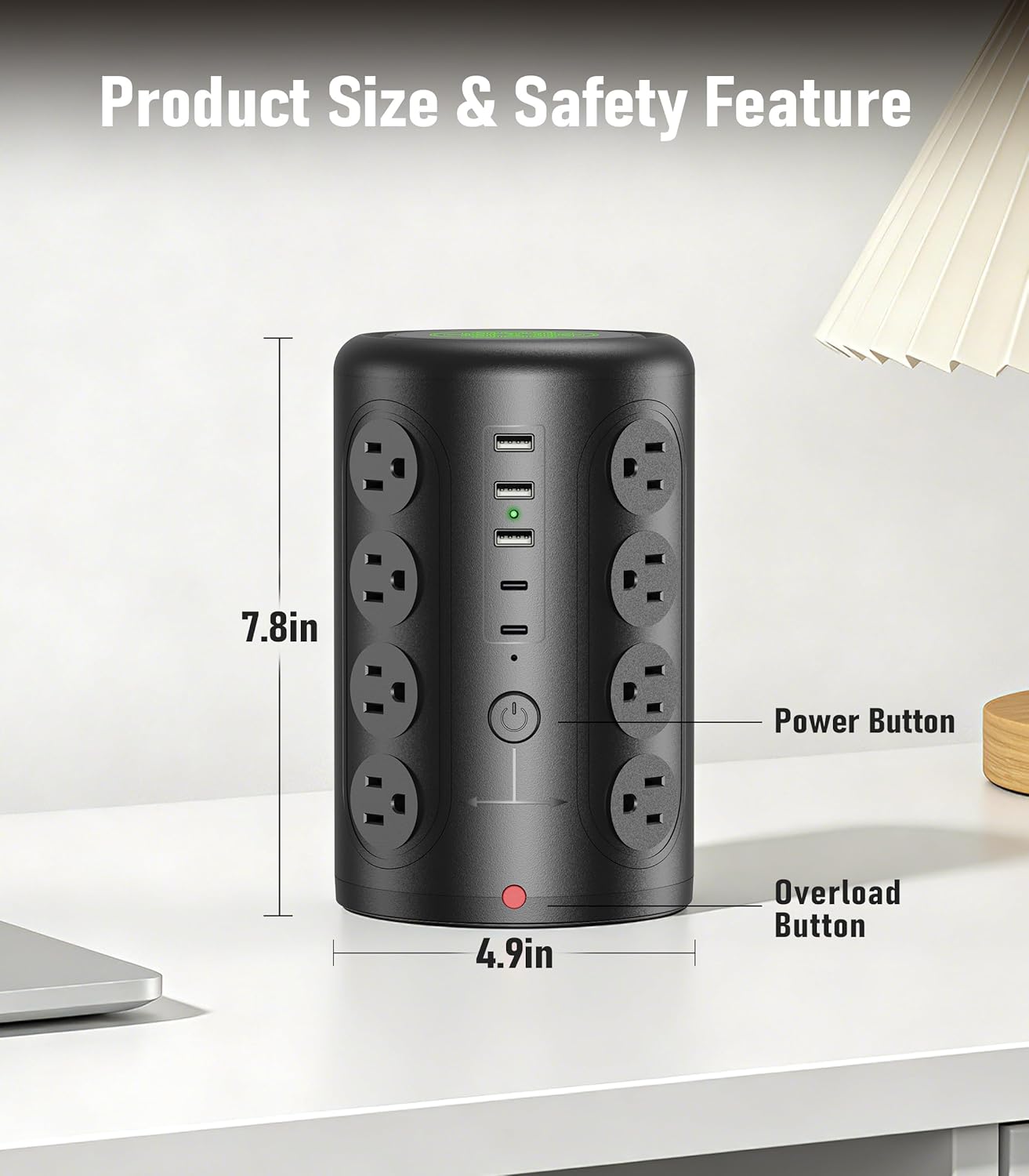 Thumbnail 5 de TenTrend Power Strip Tower Surge Protector with 16 Outlets and 5 USB Ports (2 USB-C)