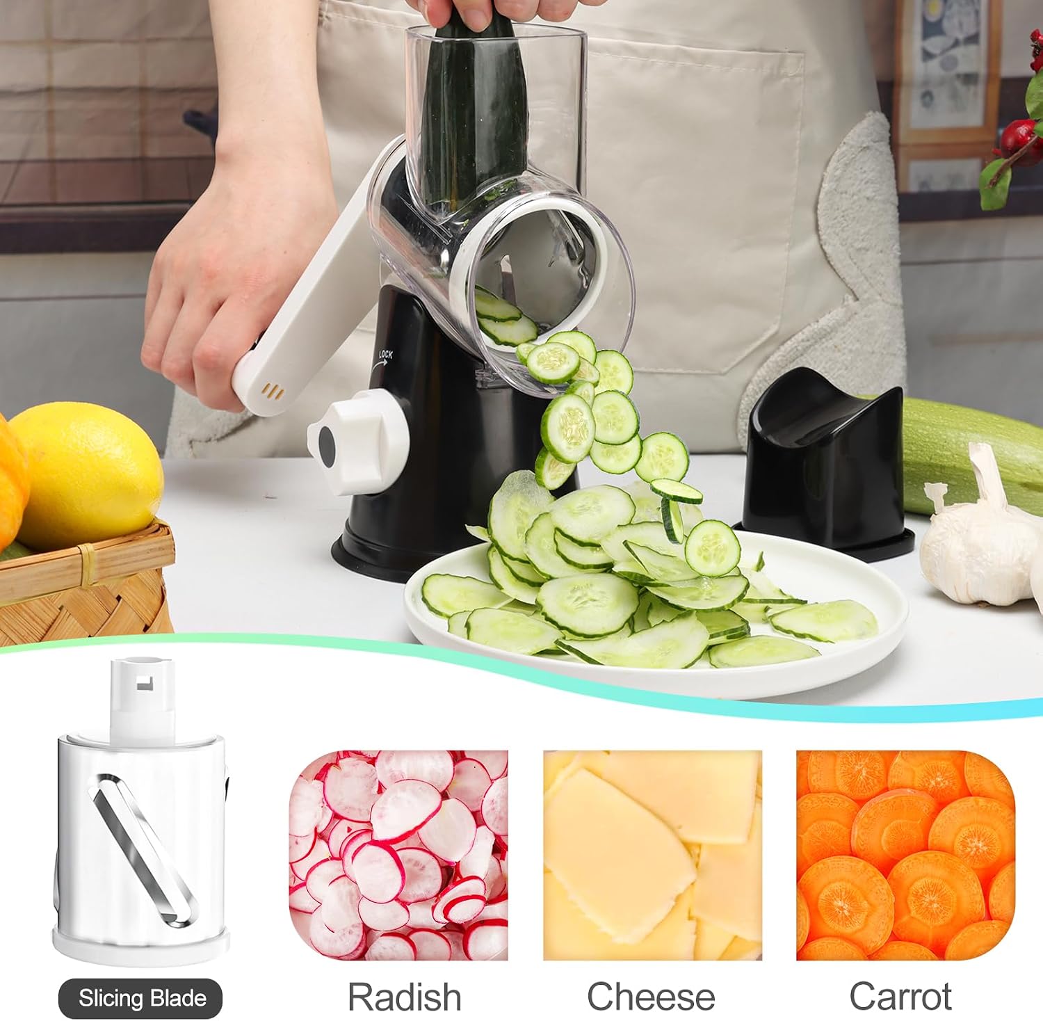 Thumbnail 3 de Ourokhome Manual Rotary Cheese Grater with Hand Crank