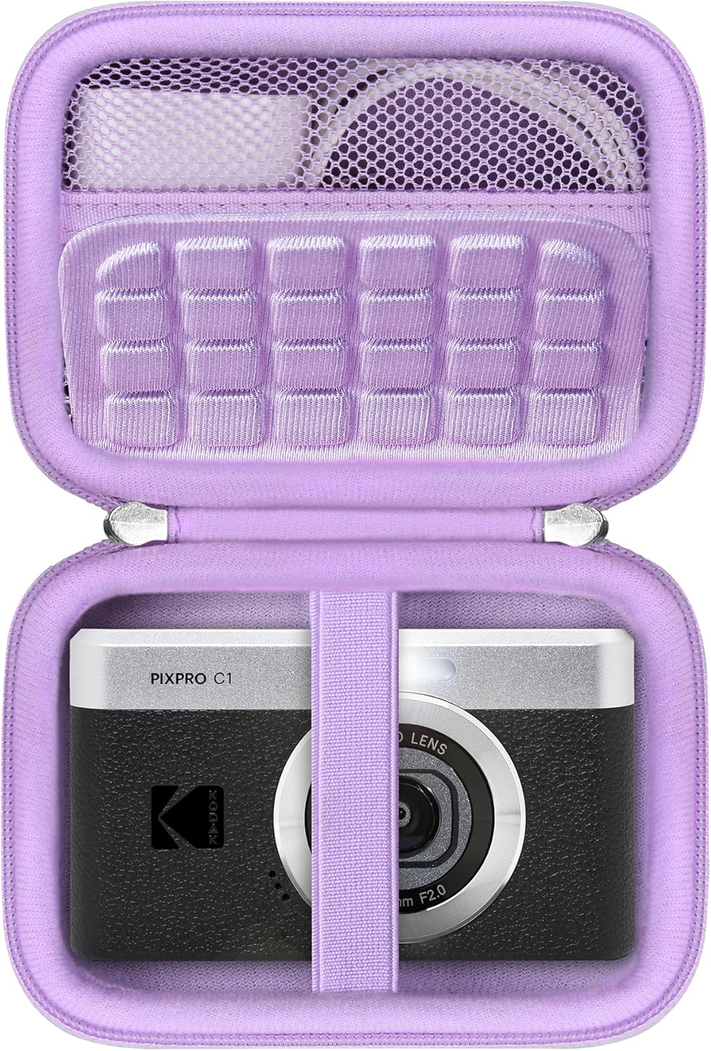 Detalle de RAIALL Hard Carrying Case for Kodak PIXPRO C1 Friendly Zoom (Purple) with Mesh Pocket