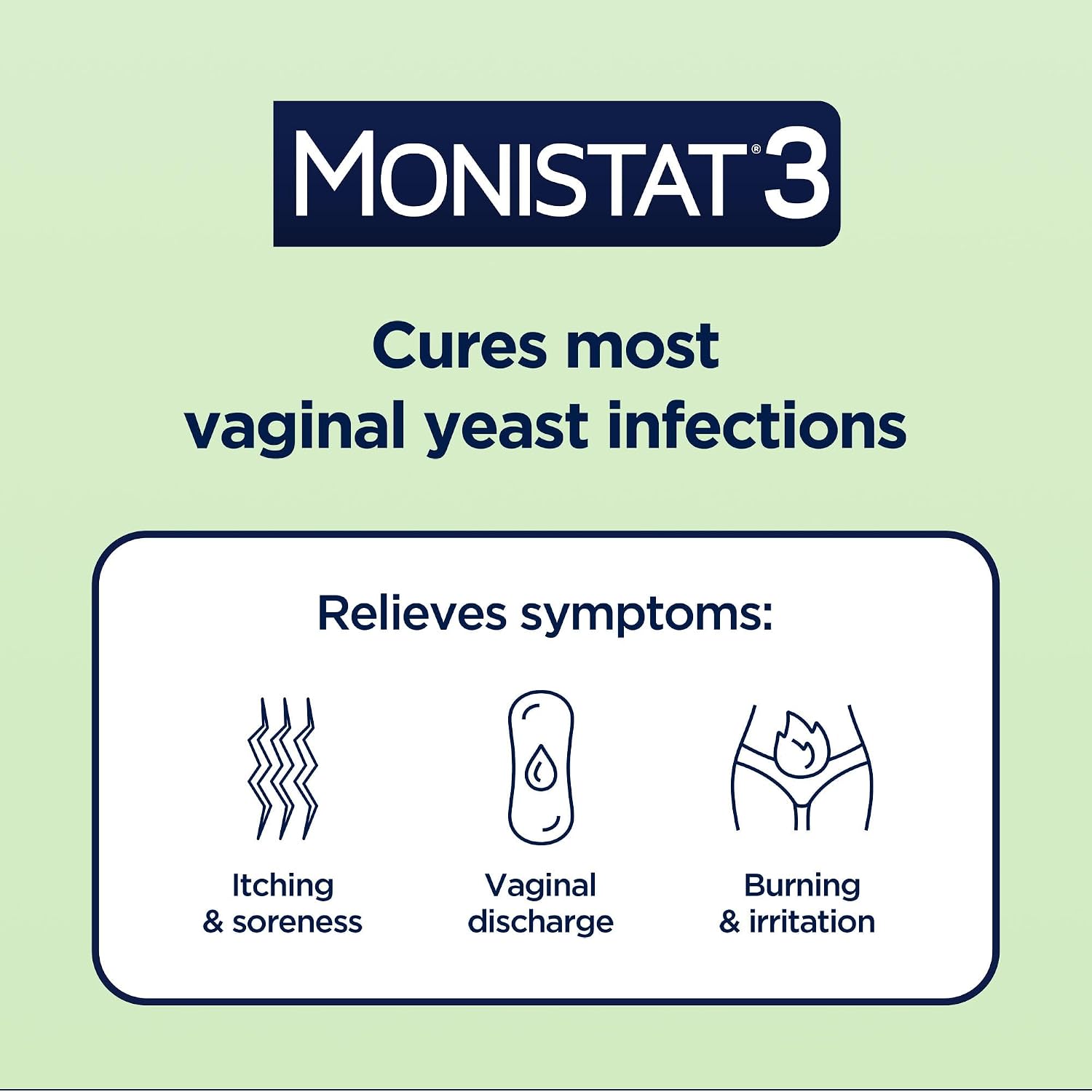 Detalle de Monistat 380045486008 3-Day Yeast Infection Treatment, Regular-Strength Ovules + Cream