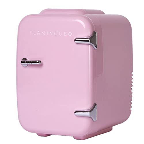 Detalle de Flamingueo Nevera Pequeña 4L: mini nevera retro para cosmética y bebidas