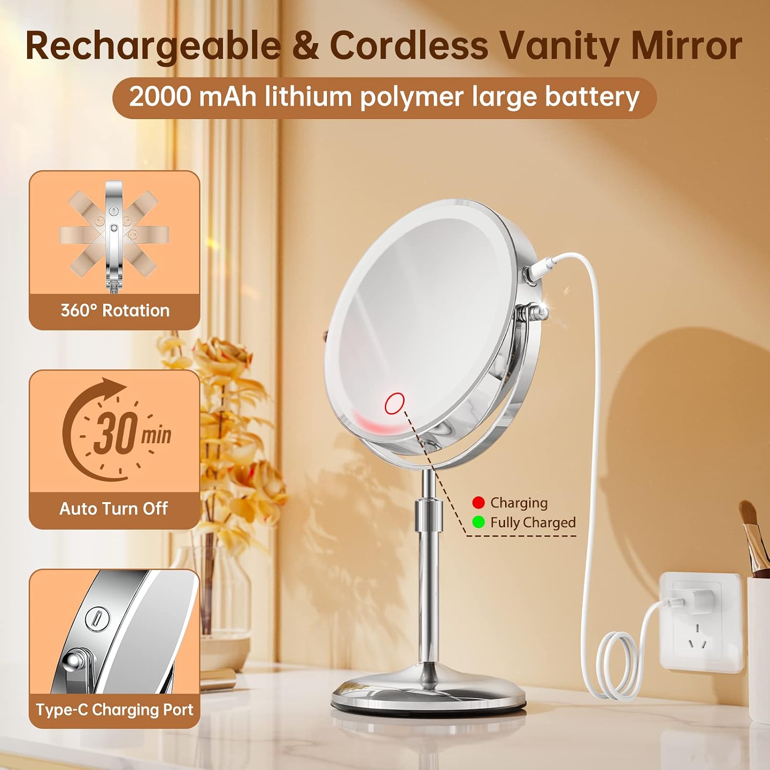 Thumbnail 4 de Gospire 7" Lighted Makeup Mirror with 10X