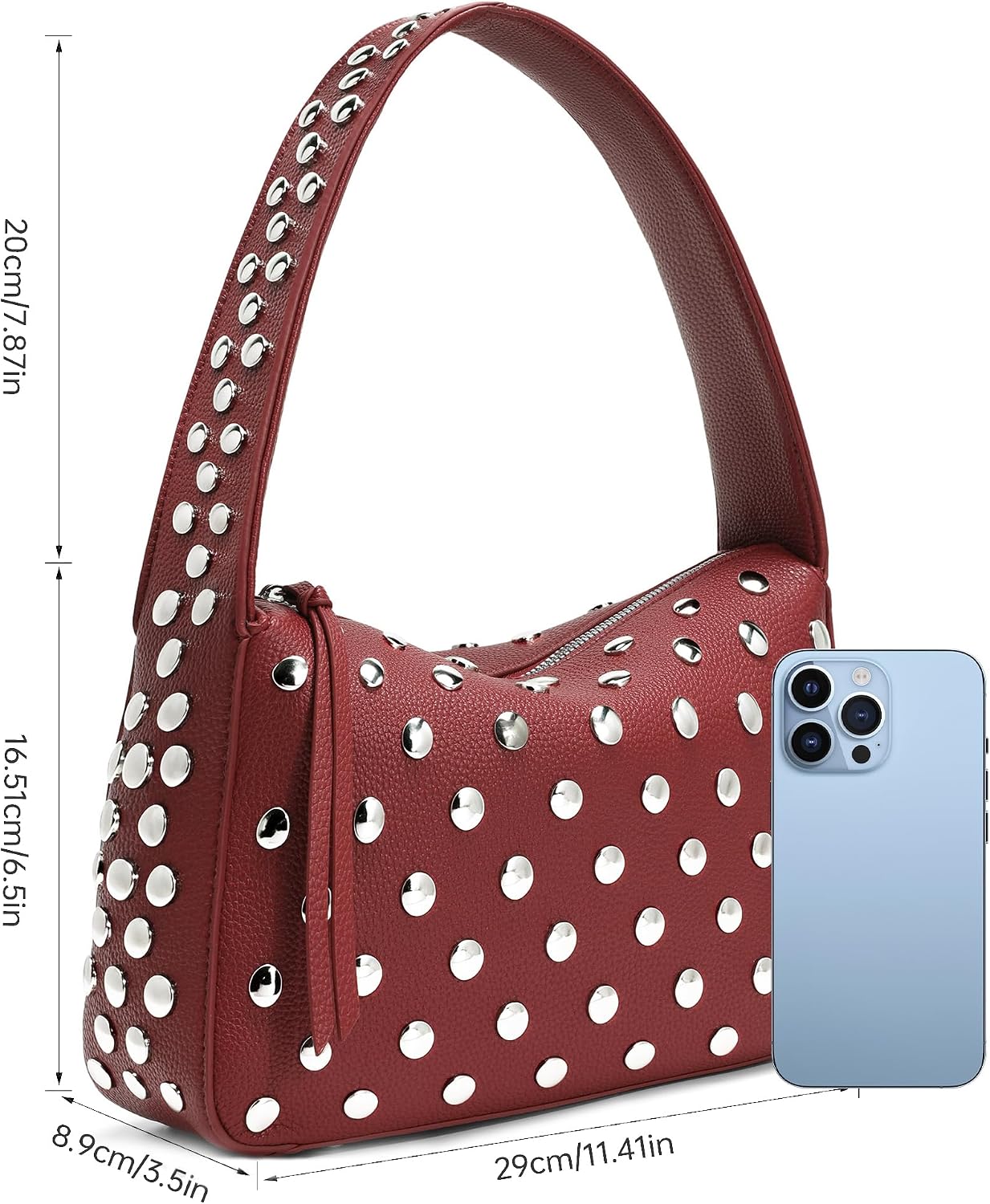 Detalle 2 de KISSSEA Studded Shoulder Bag with Credit Card Slot