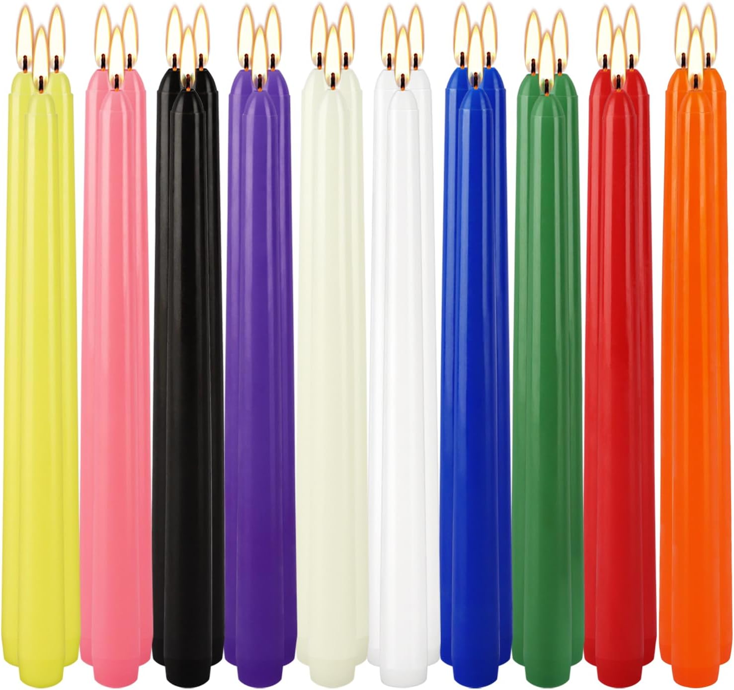 Detalle de Wfmolcand fltc243 10-Inch Taper Candles, 30-Pack, 10 Colors, Unscented