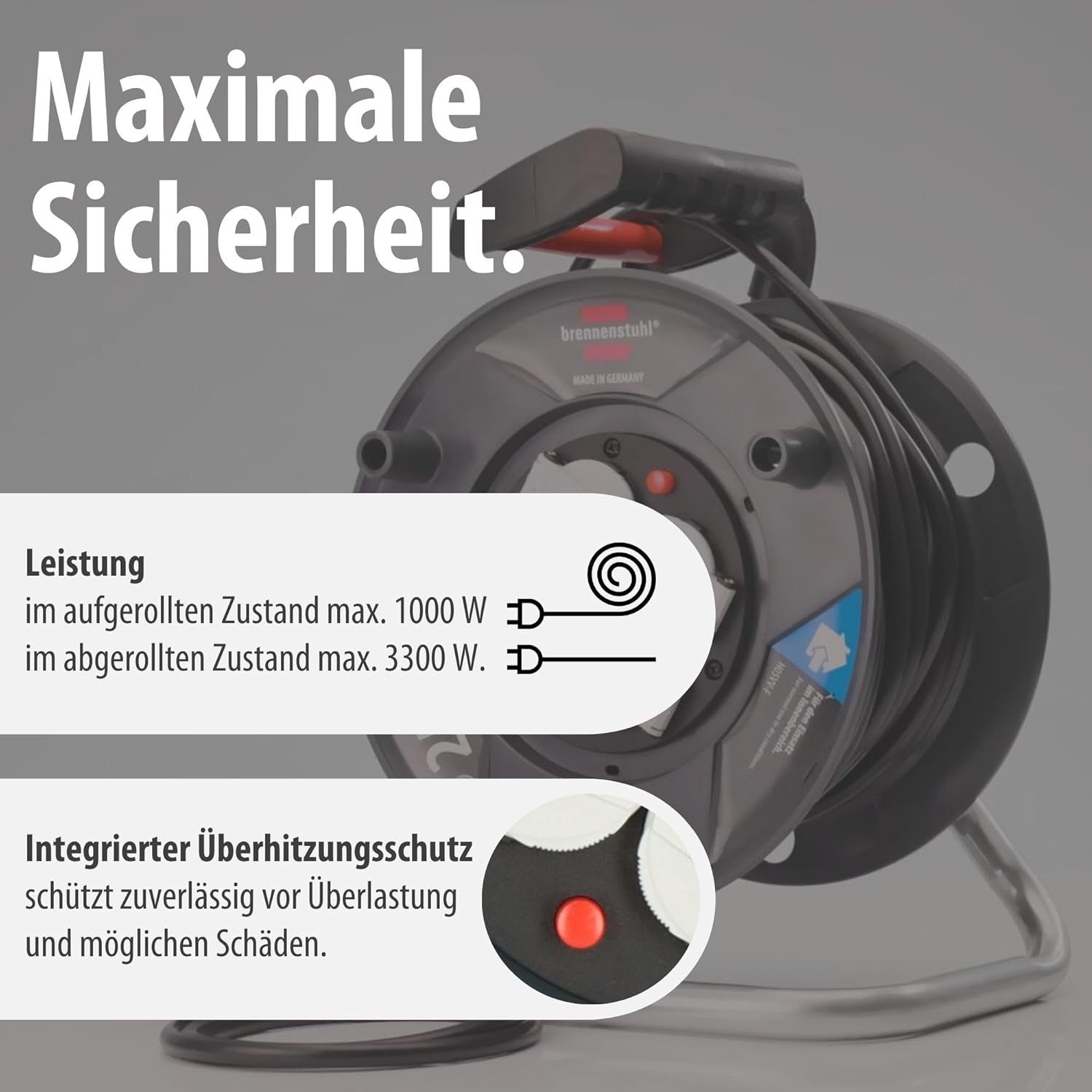 Detalle de Brennenstuhl Garant V2 Kabeltrommel 25 m – Robust, zuverlässig und made in Germany