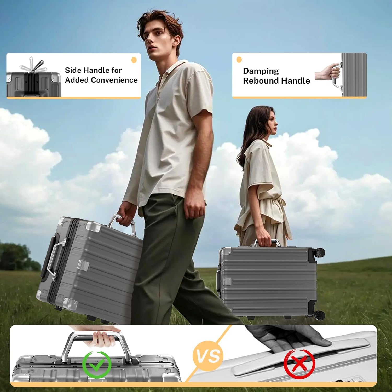 Detalle de Krute Zipperless Luggage Set, 20- and 28-Inch Polycarbonate Cases