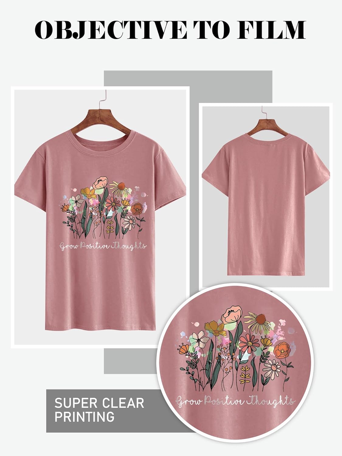 Detalle de WIEIYM Women Flower T-Shirt – Floral Graphic Casual Tee