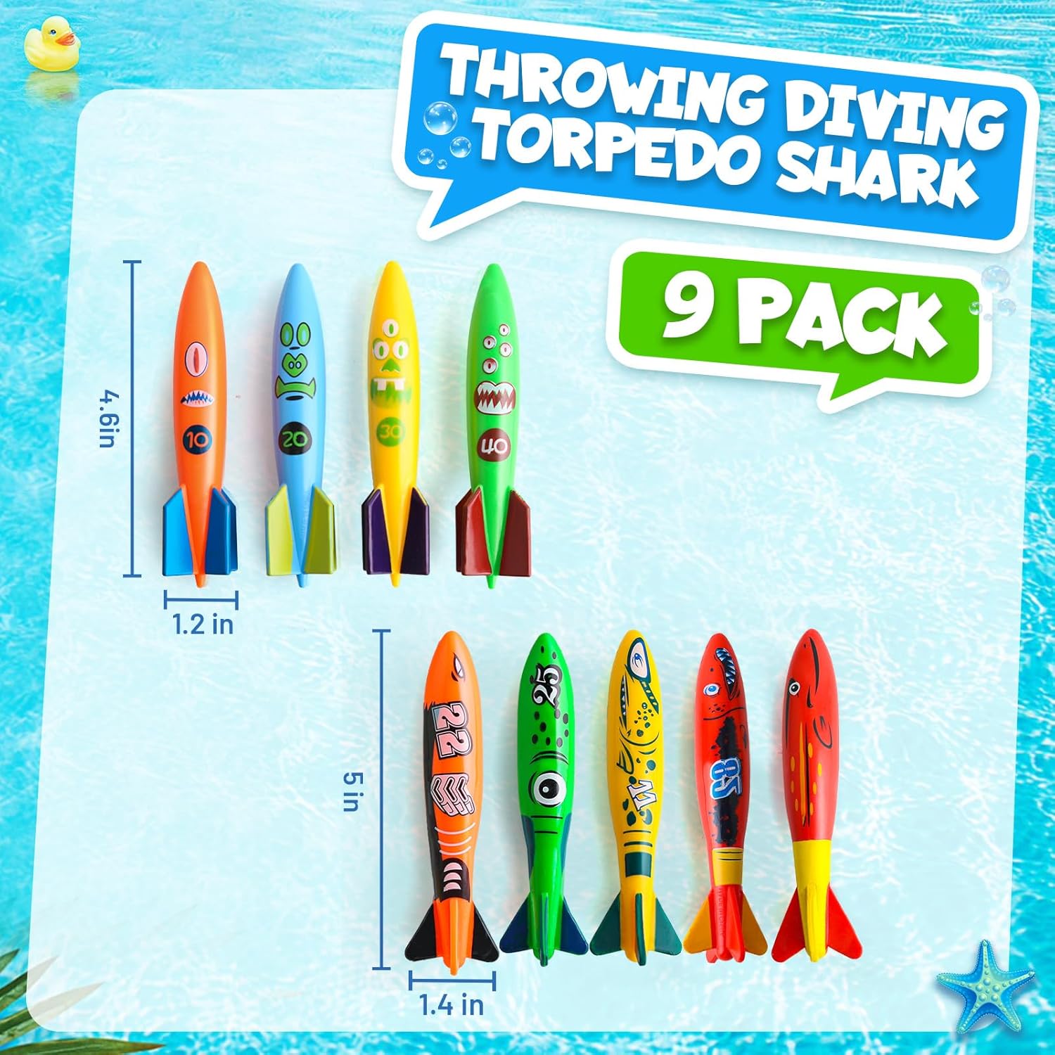 Thumbnail 1 de Dive Rings Pool Toys 9-Pcs Diving Set