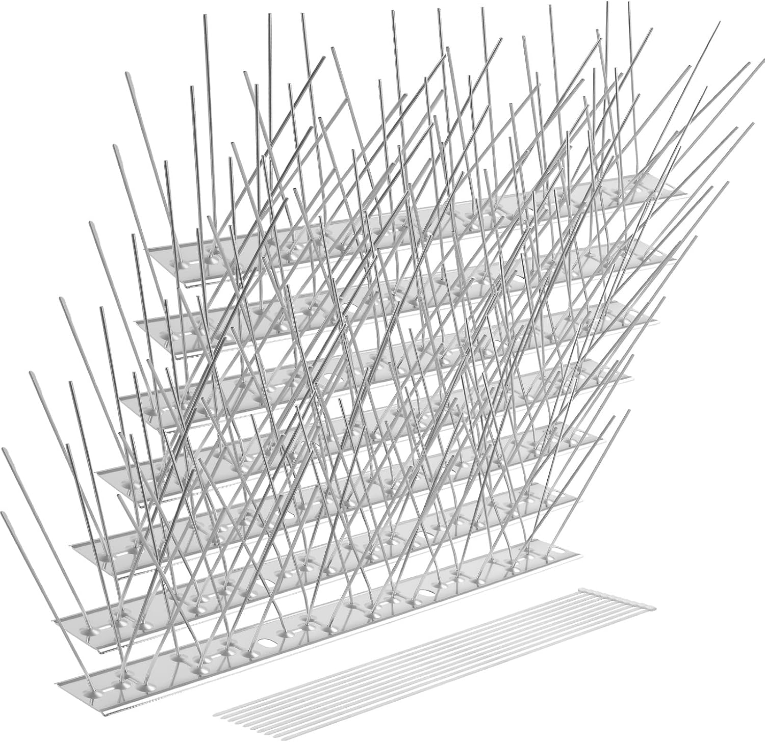 Detalle de OFFCUP Stainless Steel Bird Spikes, 1.75 m Set with 7 Sections and 10 Cable Ties