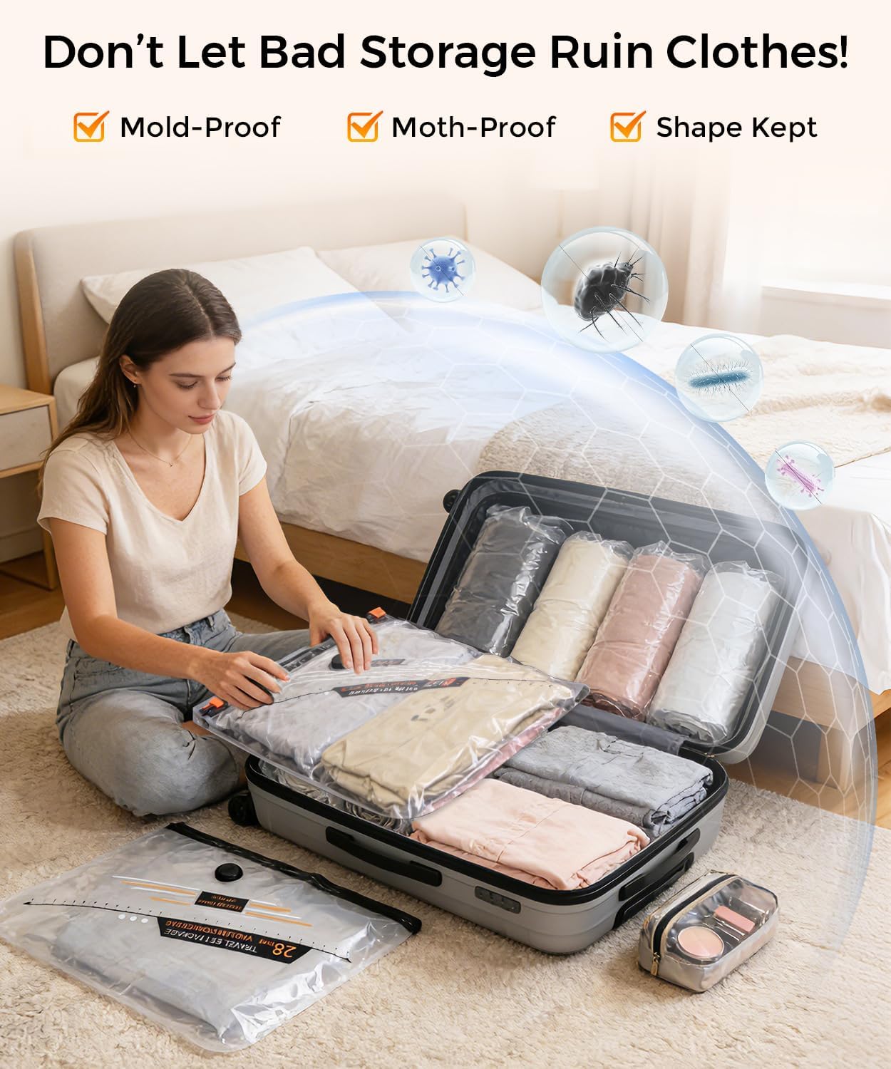 Thumbnail 5 de Rechargeable cordless vacuum storage bags for travel – 12-pack with electric pump (PE/PA, triple-seal)