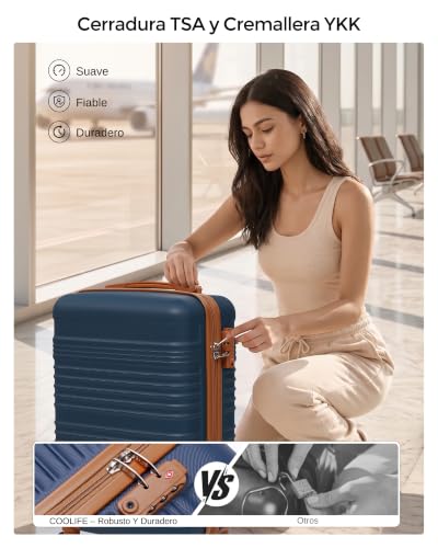 Detalle de COOLIFE EasyJet: Maleta Cabina 55x40x20 cm + Mochila de Negocios 40x30x20 cm