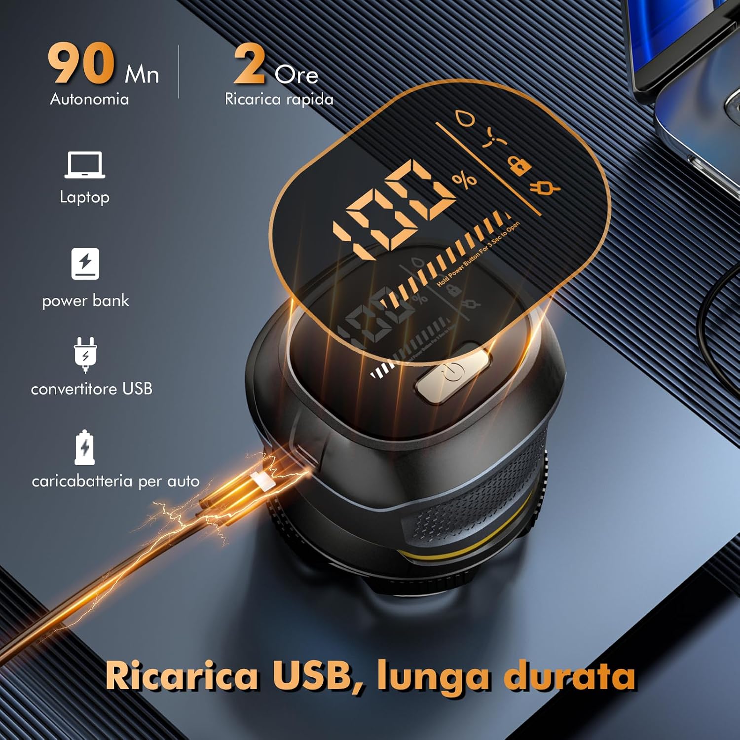 Detalle de Singphere Rasoio Elettrico Testa Calva Uomo – 6D, IPX7, Lame Magnetiche e Display LED