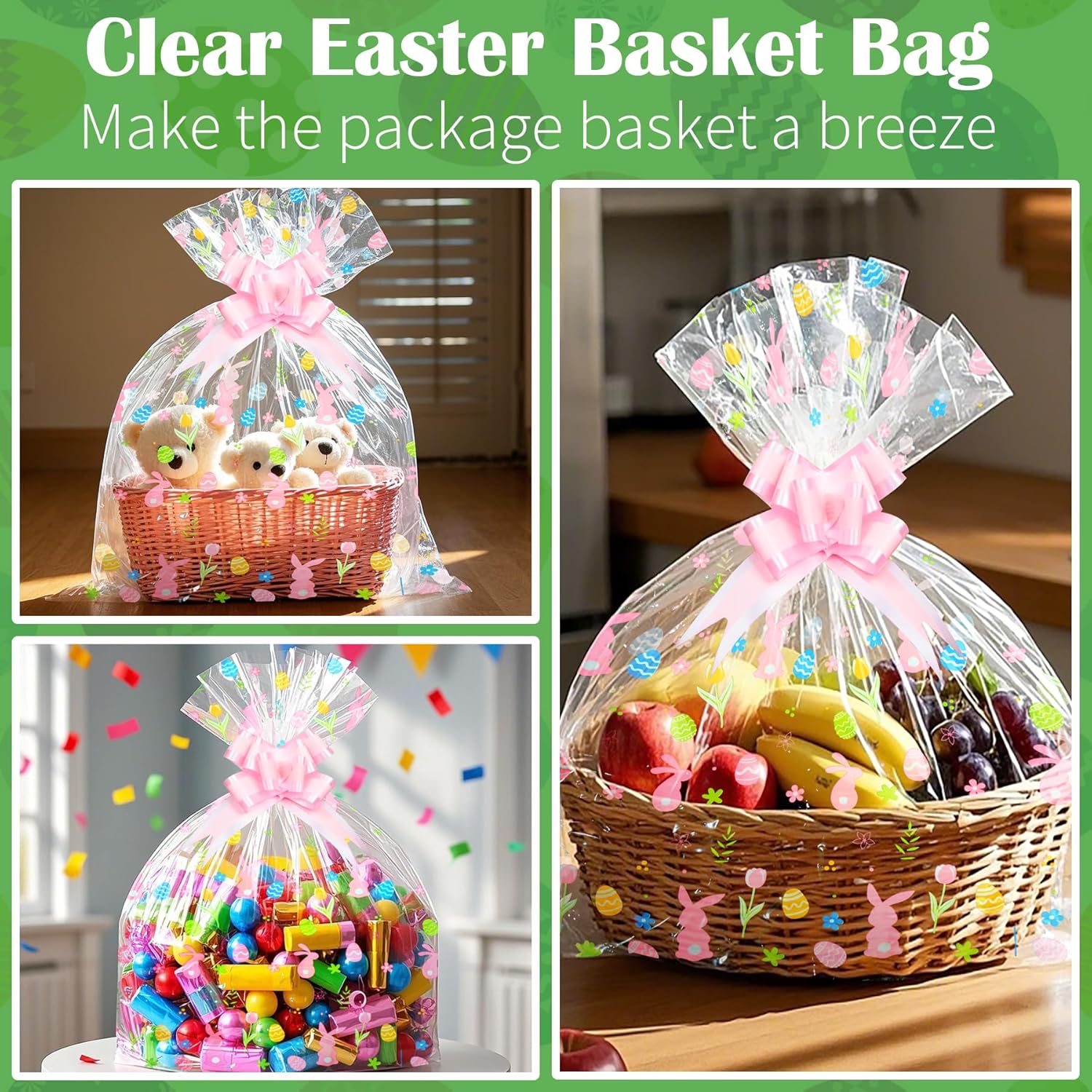 Thumbnail 5 de GOMANCHE 10 Pack Large Easter Basket Bags (24 x 30 inch) with Pull Bows