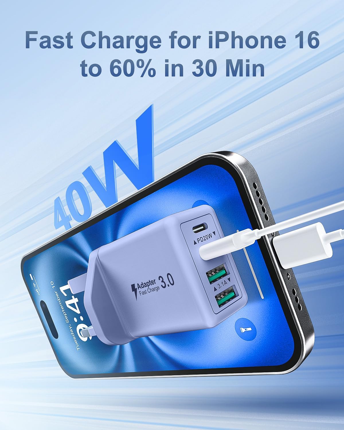 Thumbnail 1 de Saqykan 40W 4-Port USB Plug UK Fast Charger