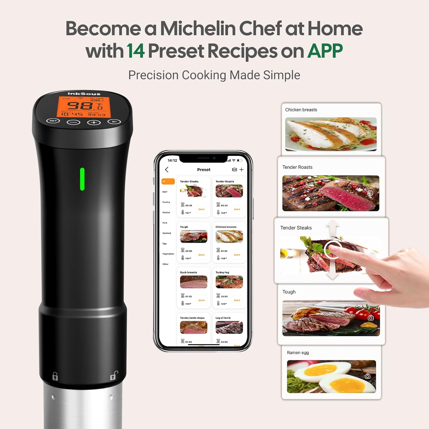 Thumbnail 2 de InkSous ISSV-200-W 1000W Wi-Fi Sous Vide Cooker