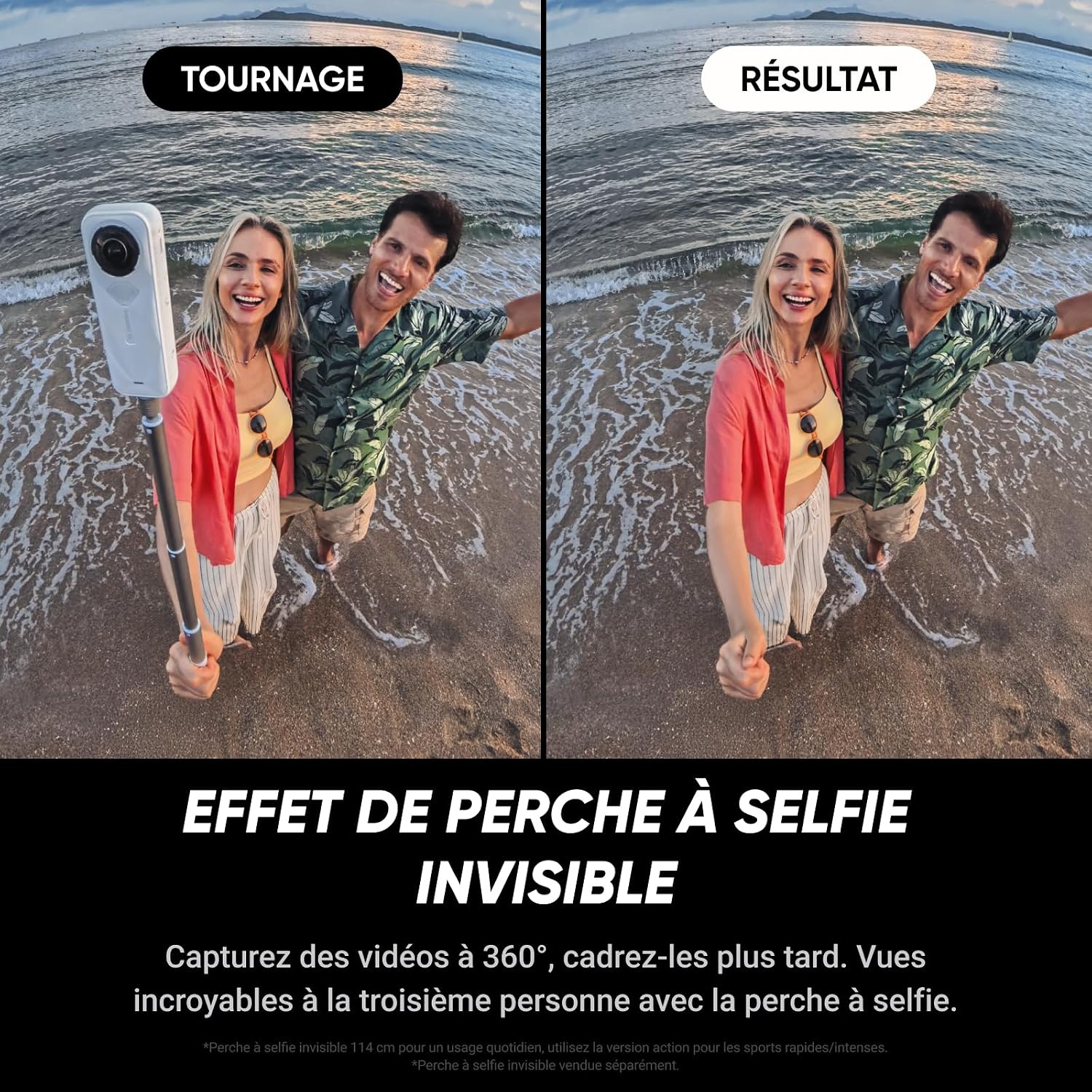 Detalle de Insta360 X5 Pack Essentiels Blanc satiné — caméra 360° 8K étanche avec perche invisible et audio amélioré