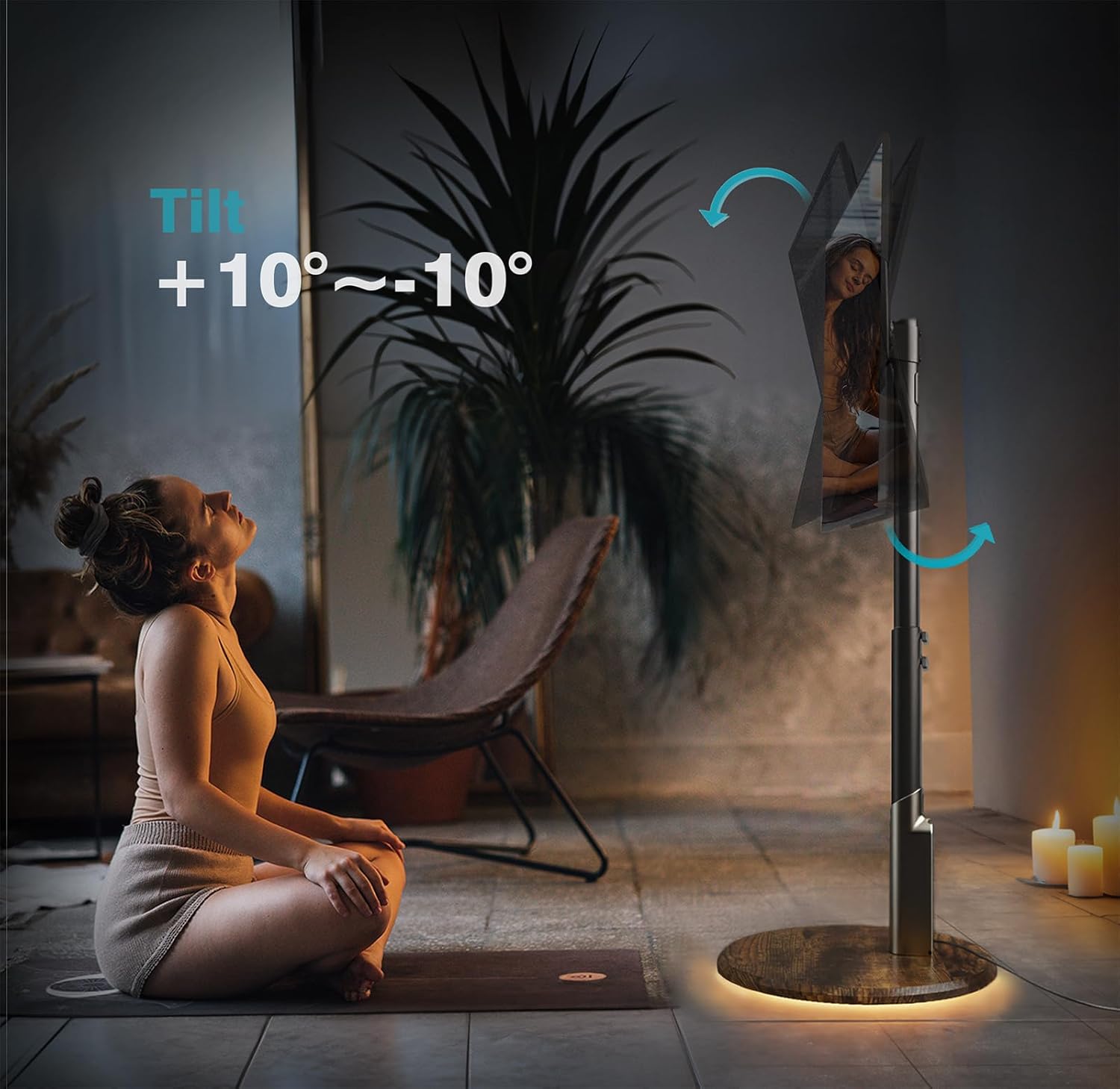 Detalle de LLDEPLL Mobile TV Stand with Power Outlet for 27–65 Inch TVs