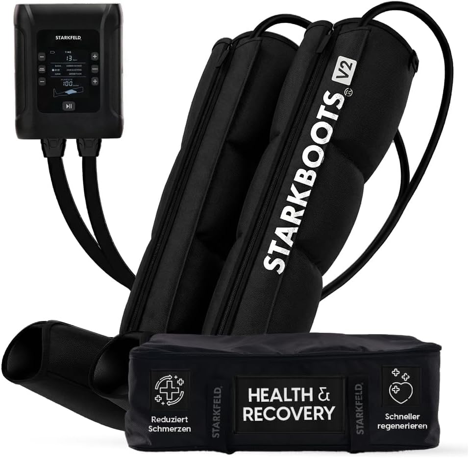 Detalle de STARKBOOTS® V2 – Lymphdrainage & Recoverysystem: Kabellos, 40–200 mmHg, 4h Akku
