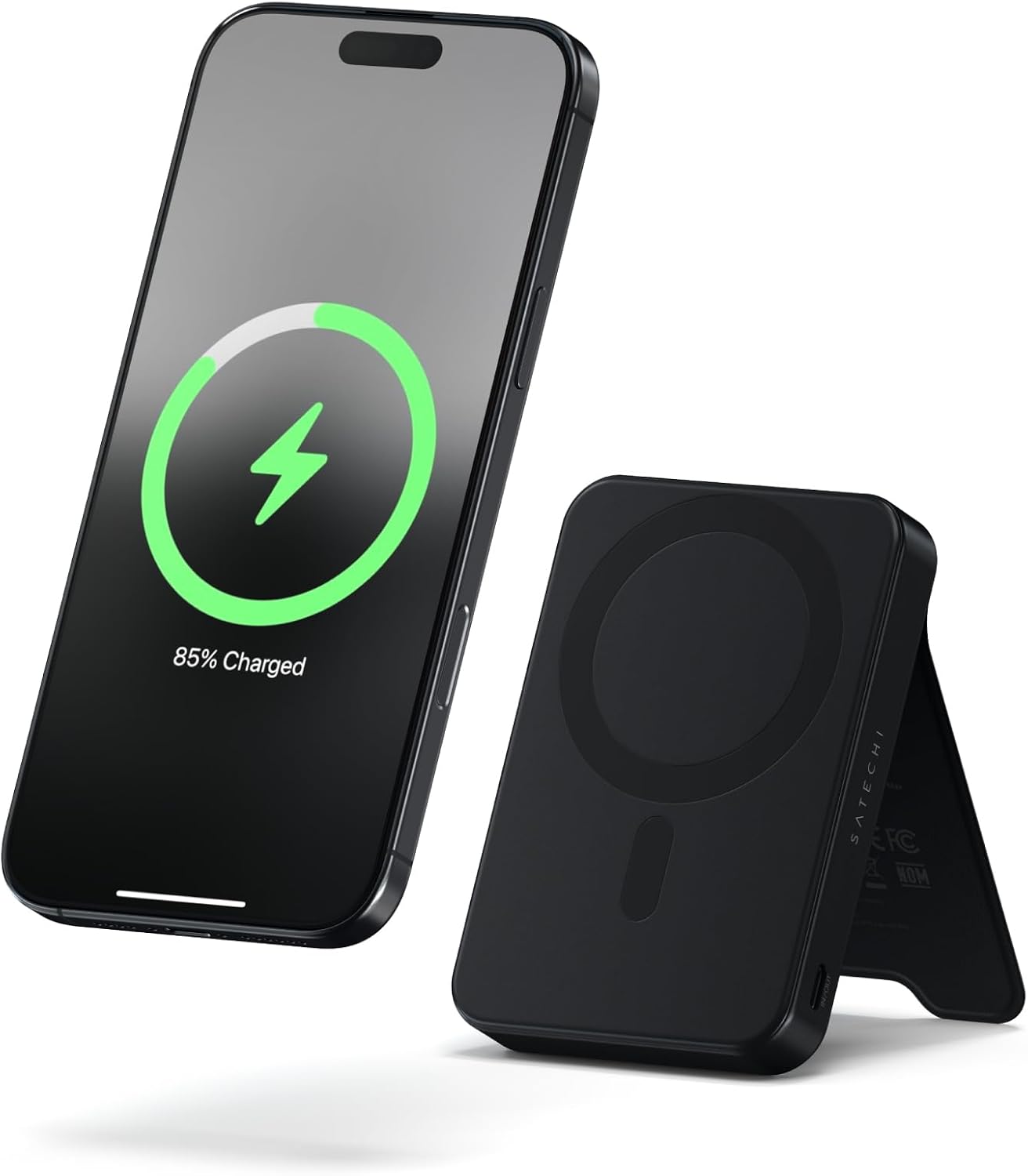 Detalle de SATECHI OntheGo™ Power Bank MagSafe 10000mAh con supporto integrato e ricarica Qi2 (15W)