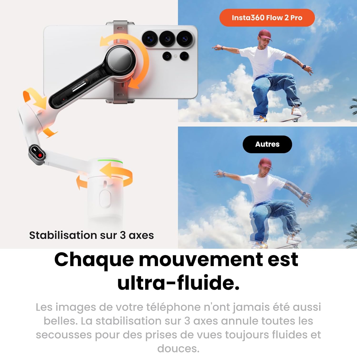 Thumbnail 6 de Insta360 Flow 2 Pro Pack stabilisateur smartphone IA avec suivi natif iPhone/Android