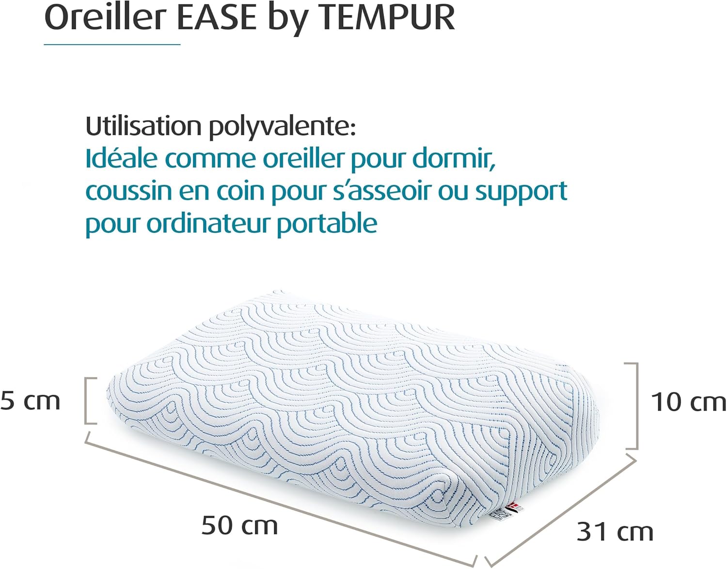 Thumbnail 1 de TEMPUR Ease Oreiller ergonomique 50 x 31 cm