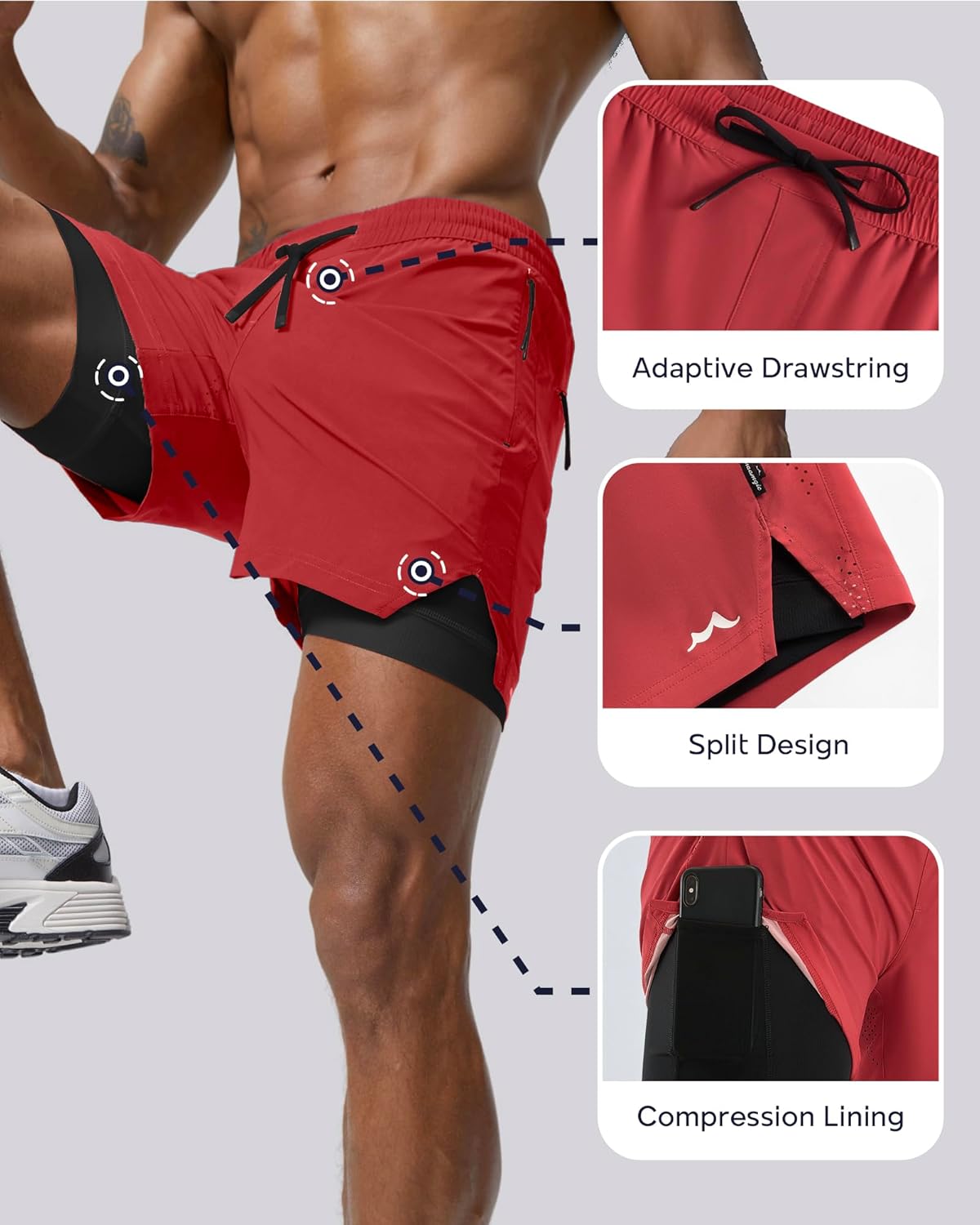 Thumbnail 3 de maamgic Men’s Athletic Running Shorts with Liner (Ultra Lightweight 5"/7")