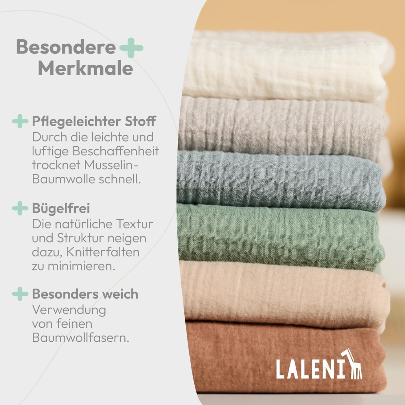 Thumbnail 4 de Laleni Baby- & Kinder-Bettwäsche-Set (100x135 cm) plus Kissenbezug (40x60 cm) aus 100% Baumwolle, Oeko-TEX, grün