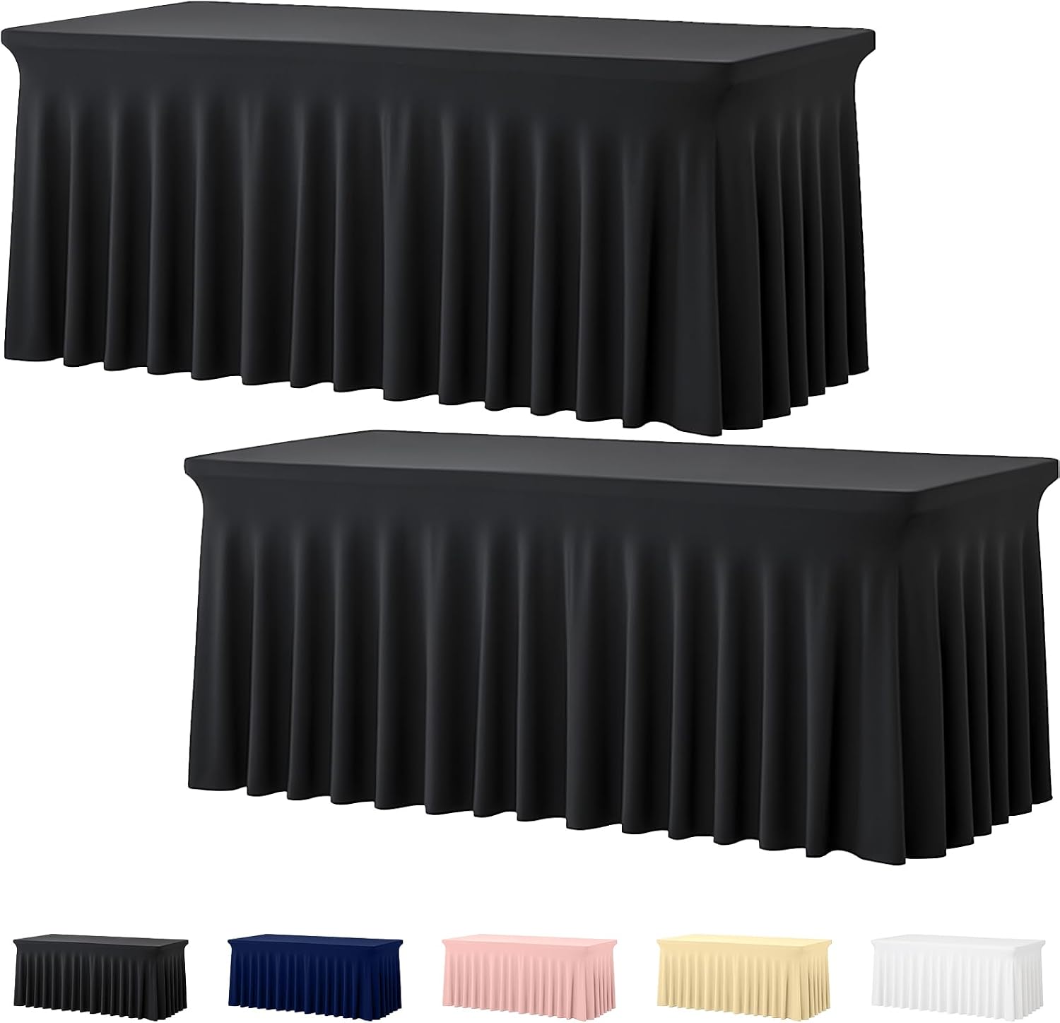 Detalle de Deep Dream 2 Pack Black Spandex Table Covers for 6-Foot Tables