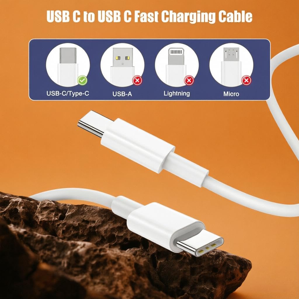 Thumbnail 6 de CyvenSmart 3-Pack USB C to USB C Cable (3.3ft, 6.6ft, 10ft) 60W: Fast Charging for iPhone, Galaxy, iPad, MacBook and More