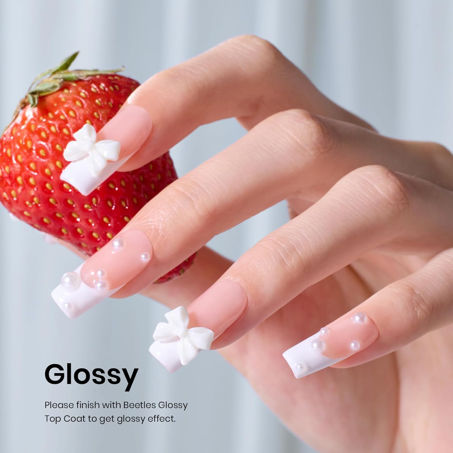 Detalle de Beetles 3Pcs 15ml White Gel Nail Polish and No Wipe Gel Top Coat & Base Coat Set
