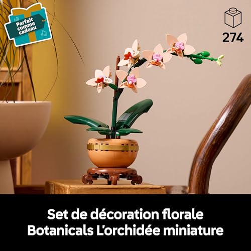 Detalle de LEGO Botanicals L’Orchidée Miniature — Plante Artificielle en Pot Terracotta (10343)