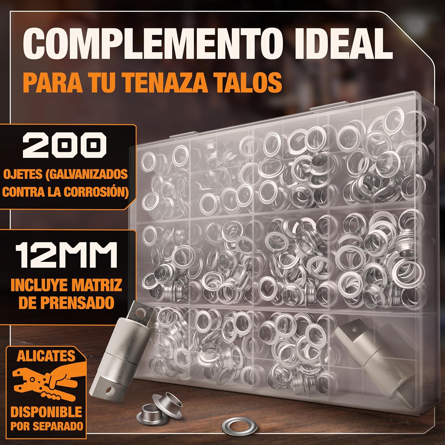 Detalle 2 de BAURIX 200 ojetes metal Ø12 mm con cabezal magnético