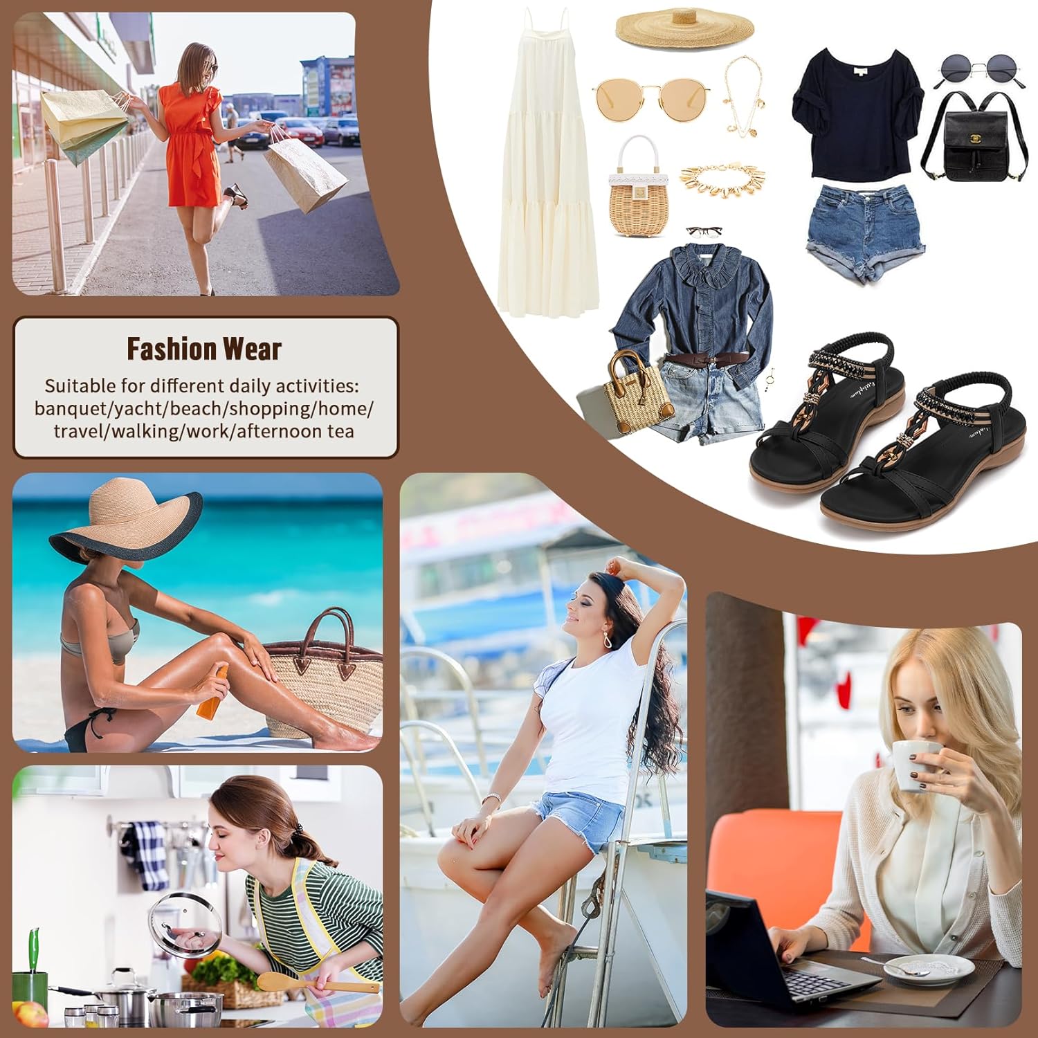 Thumbnail 6 de Littleplum Damen-Sandalen mit Strass und Kristallschmuck – flache Slip-On Sandaletten für den Sommer
