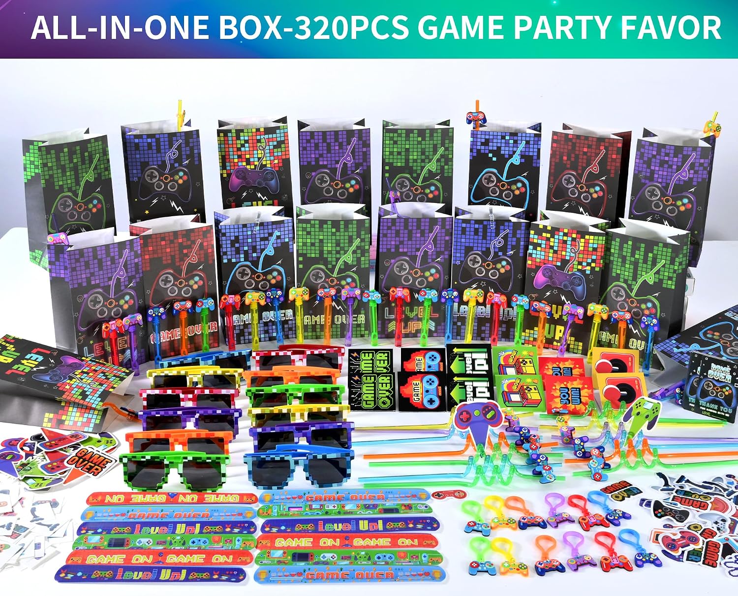 Detalle 2 de PLOUGVI 320PCS Video Game Party Favors Kit