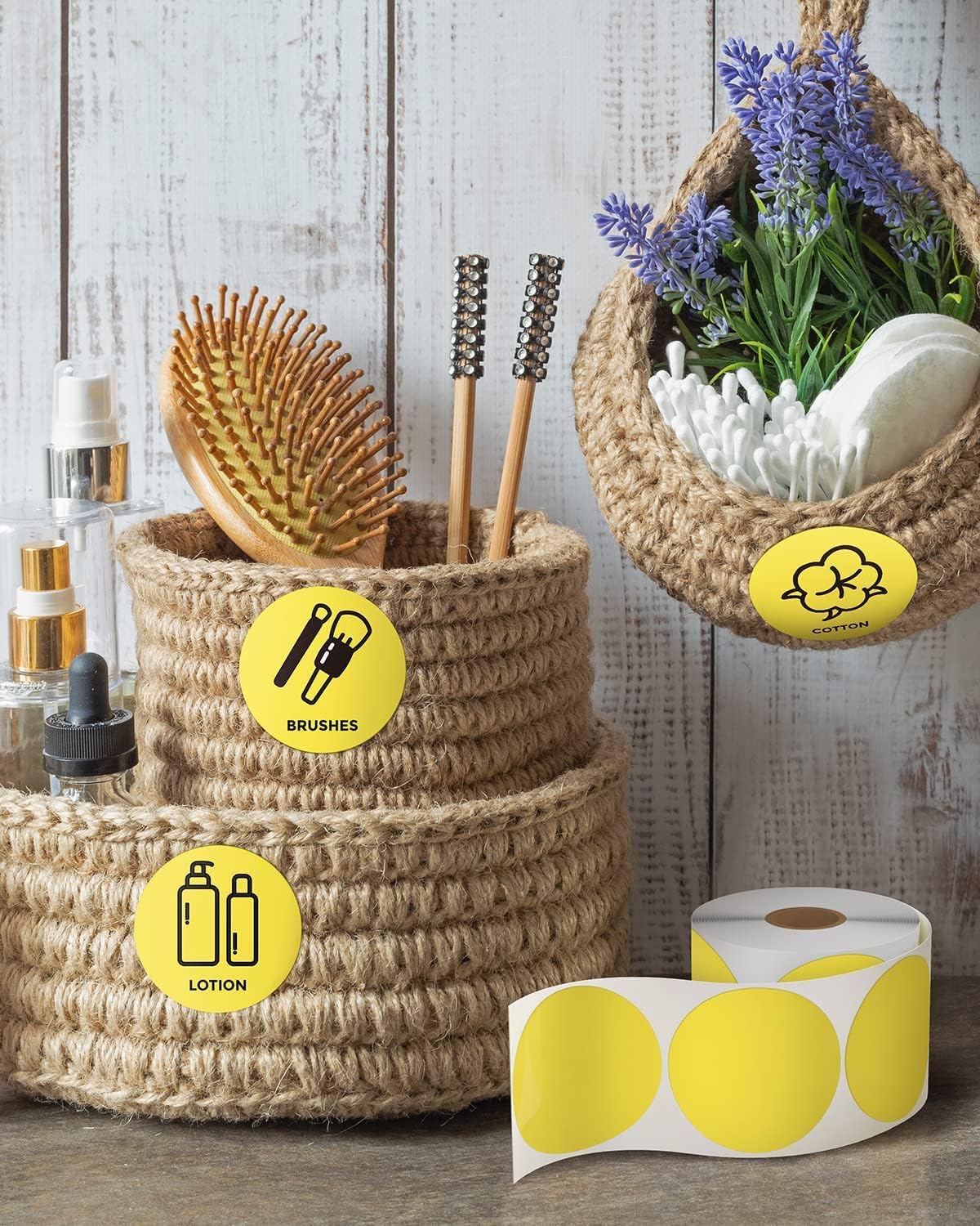 Detalle de MUNBYN 50x50mm Yellow Circle Thermal Sticker Labels – 750 per Roll