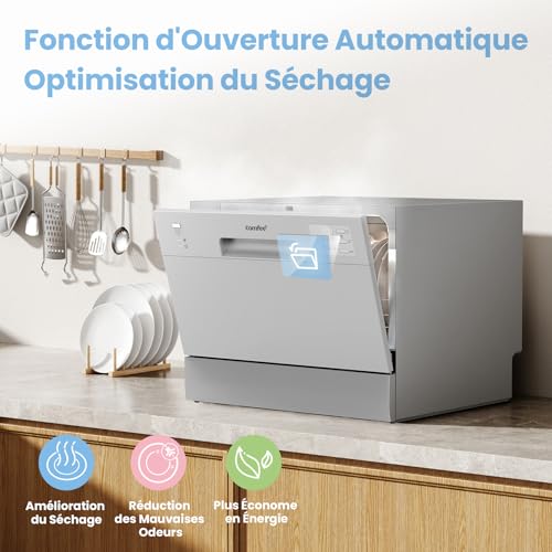 Detalle de Comfee CDWMT0602ESD-EU lave-vaisselle compact 6 couverts, 6 programmes, argenté