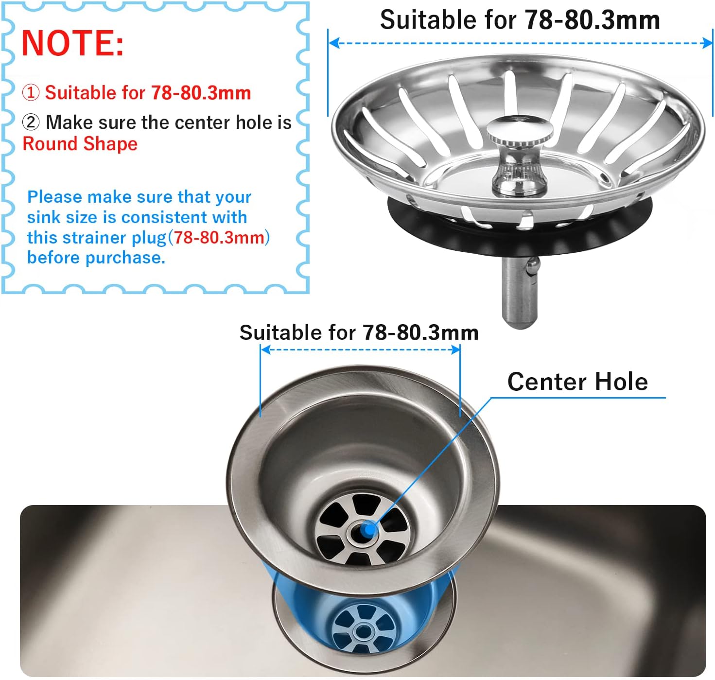 Thumbnail 2 de 2 Pack Stainless Steel Sink Plug and Strainer