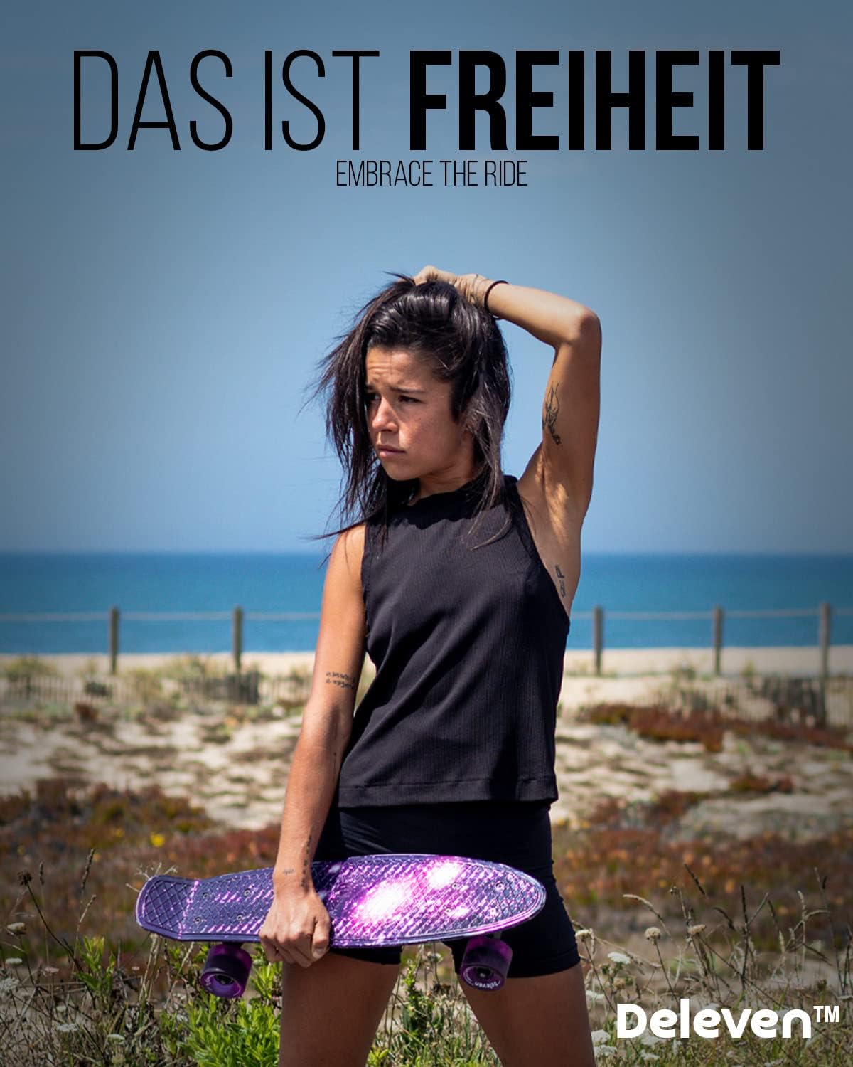 Thumbnail 6 de Deleven Skateboard mit LED-Rollen, Skate-Tool und ABEC-7-Lagern (56 cm) für Kinder und Erwachsene