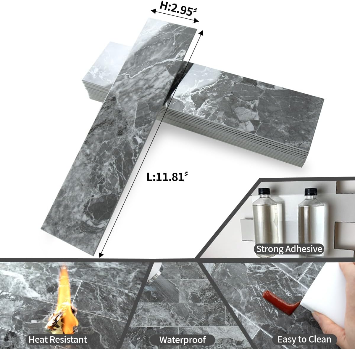 Thumbnail 5 de AULIGET PVC peel-and-stick backsplash tiles