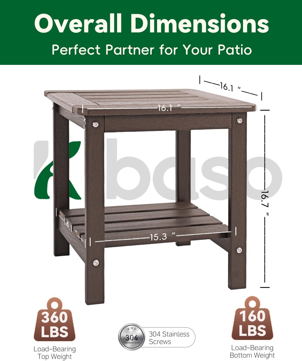 Detalle de Kibaso Outdoor Side Table, HDPE