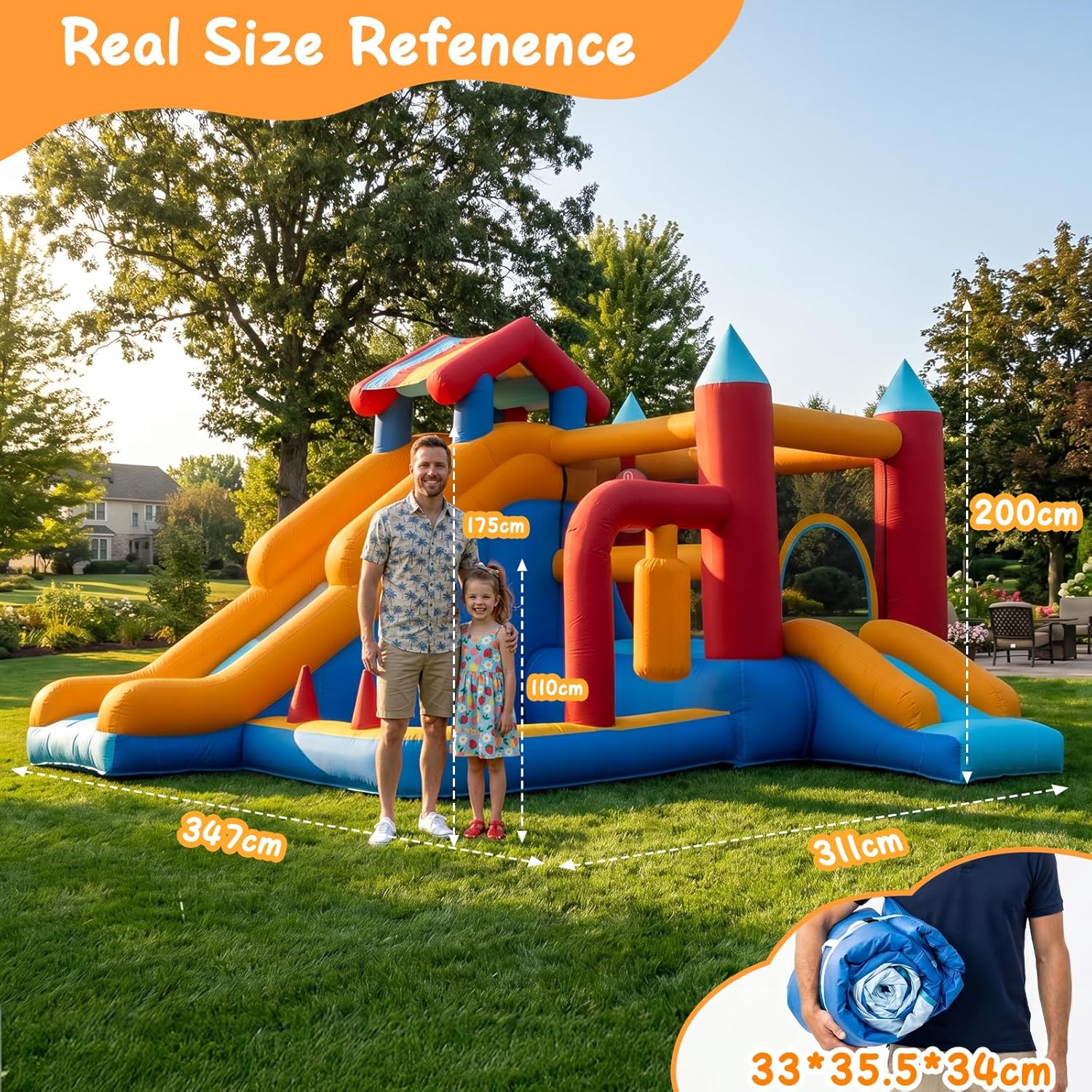 Thumbnail 2 de Bouncy Castle with Slide for Children: 9-in-1 Inflatable Play Centre
