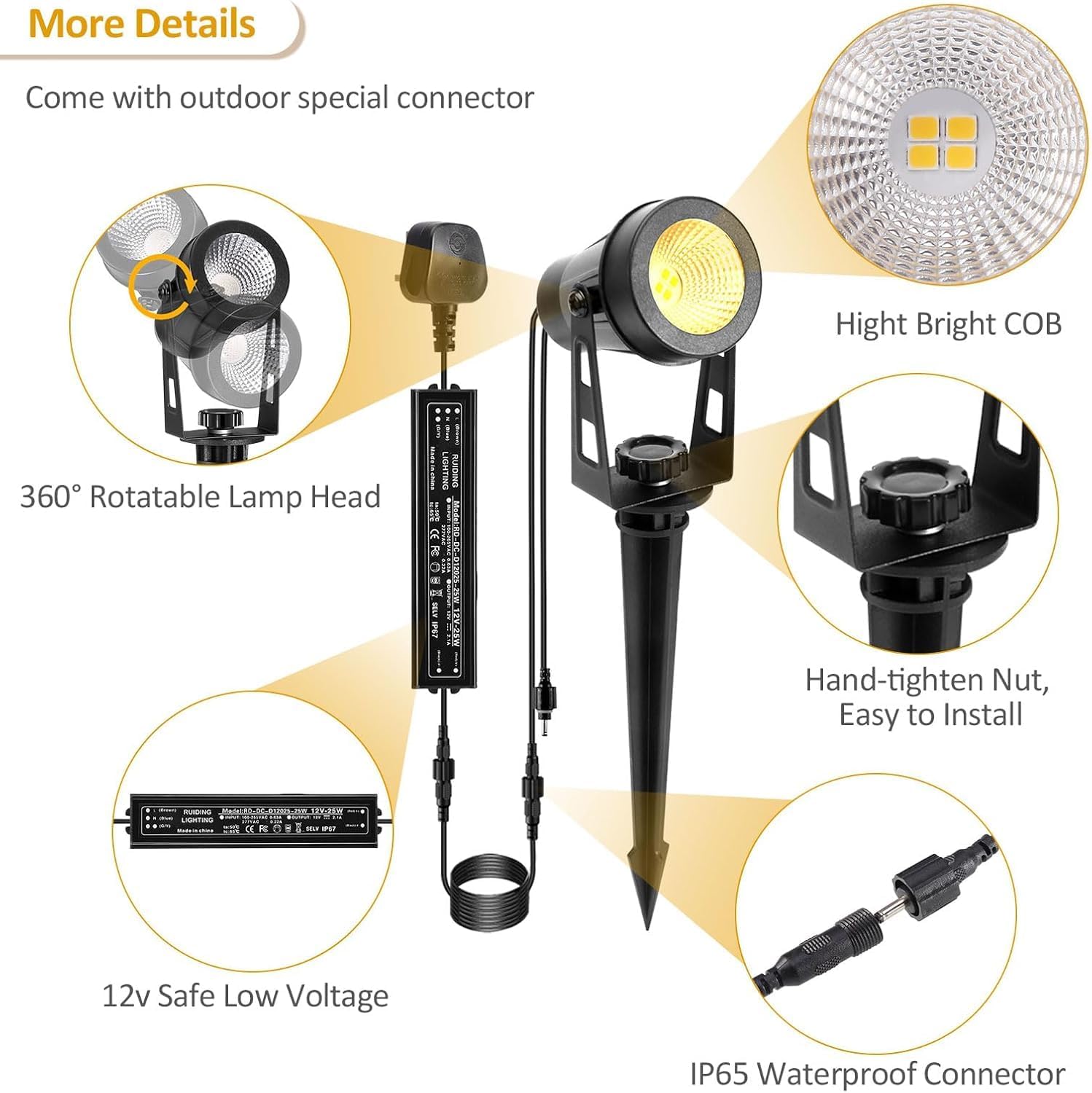 Detalle de ECOWHO ECOWHO Garden Spotlights 12V 6-pack