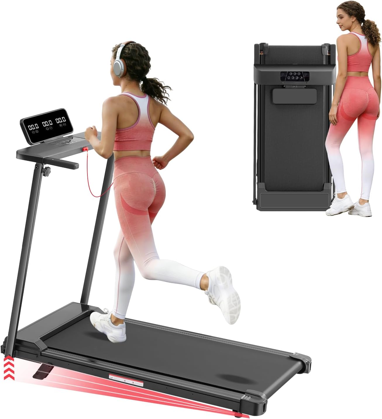 Detalle de Kassadin 380AM-61L Folding Walking Pad Treadmill with Handle Bar, 3.5HP