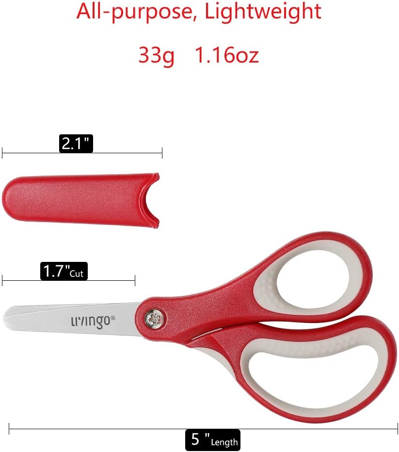Thumbnail 1 de LIVINGO Lot de 3 ciseaux pour enfants gauchers et droitiers, 12,7 cm – pointe émoussée, lame en acier inoxydable