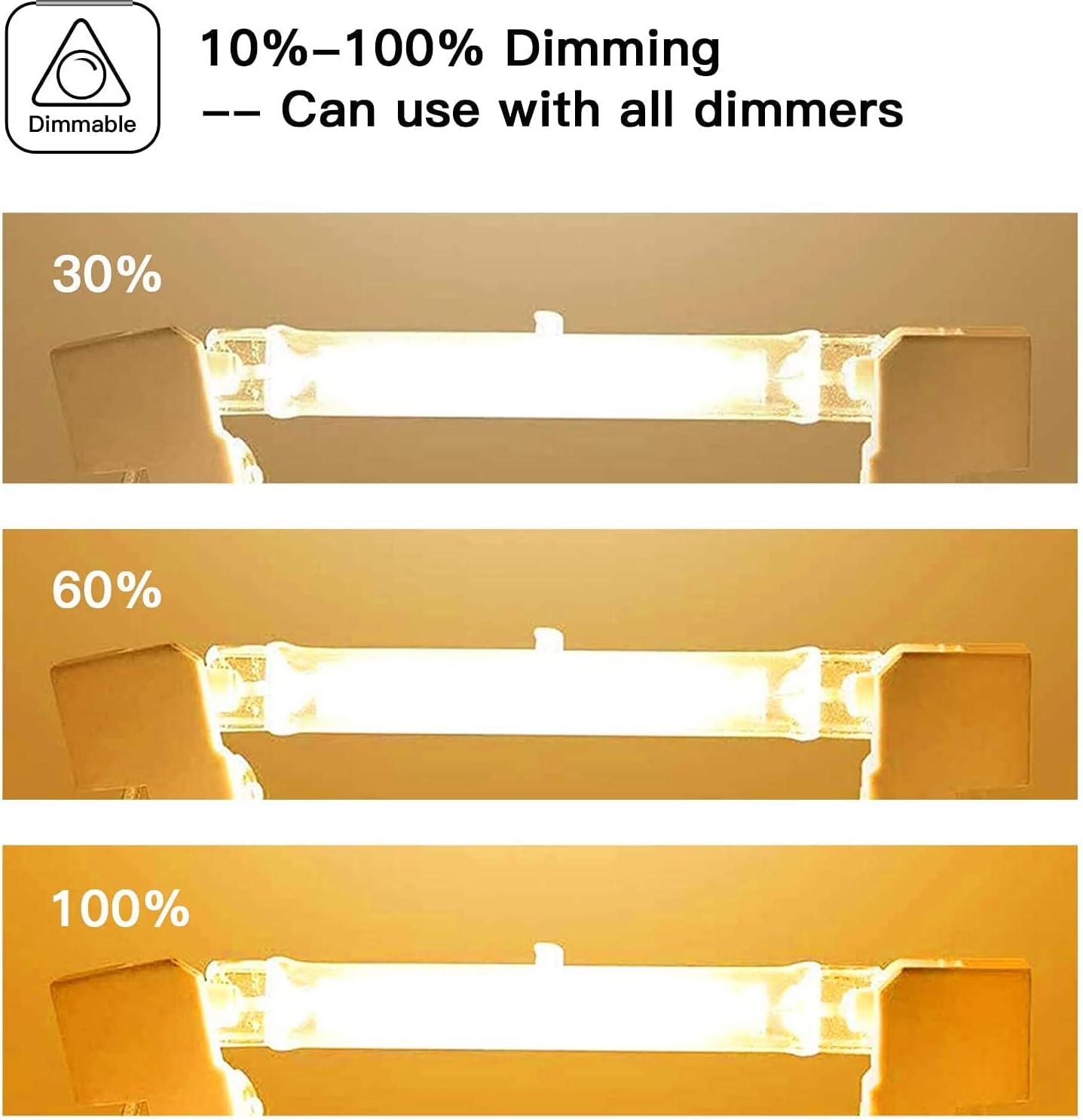 Detalle de Jaenmsa R7s Halogen Light Bulbs, 200W, 118mm, 2700K Warm White, Dimmable (Pack of 5)