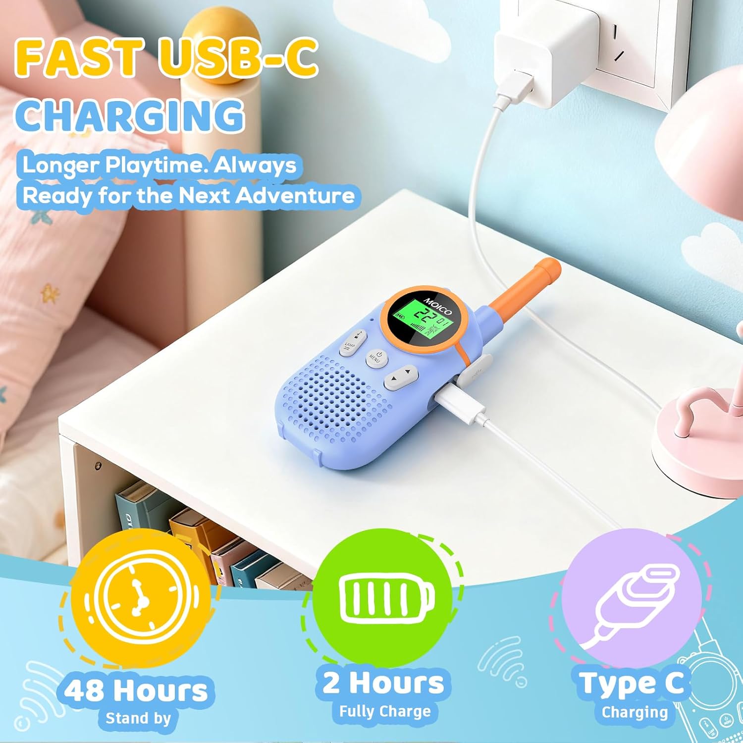 Thumbnail 2 de MOICO Kids Walkie Talkies for 3-12 Year Olds – Rechargeable Long Range Toy Radios