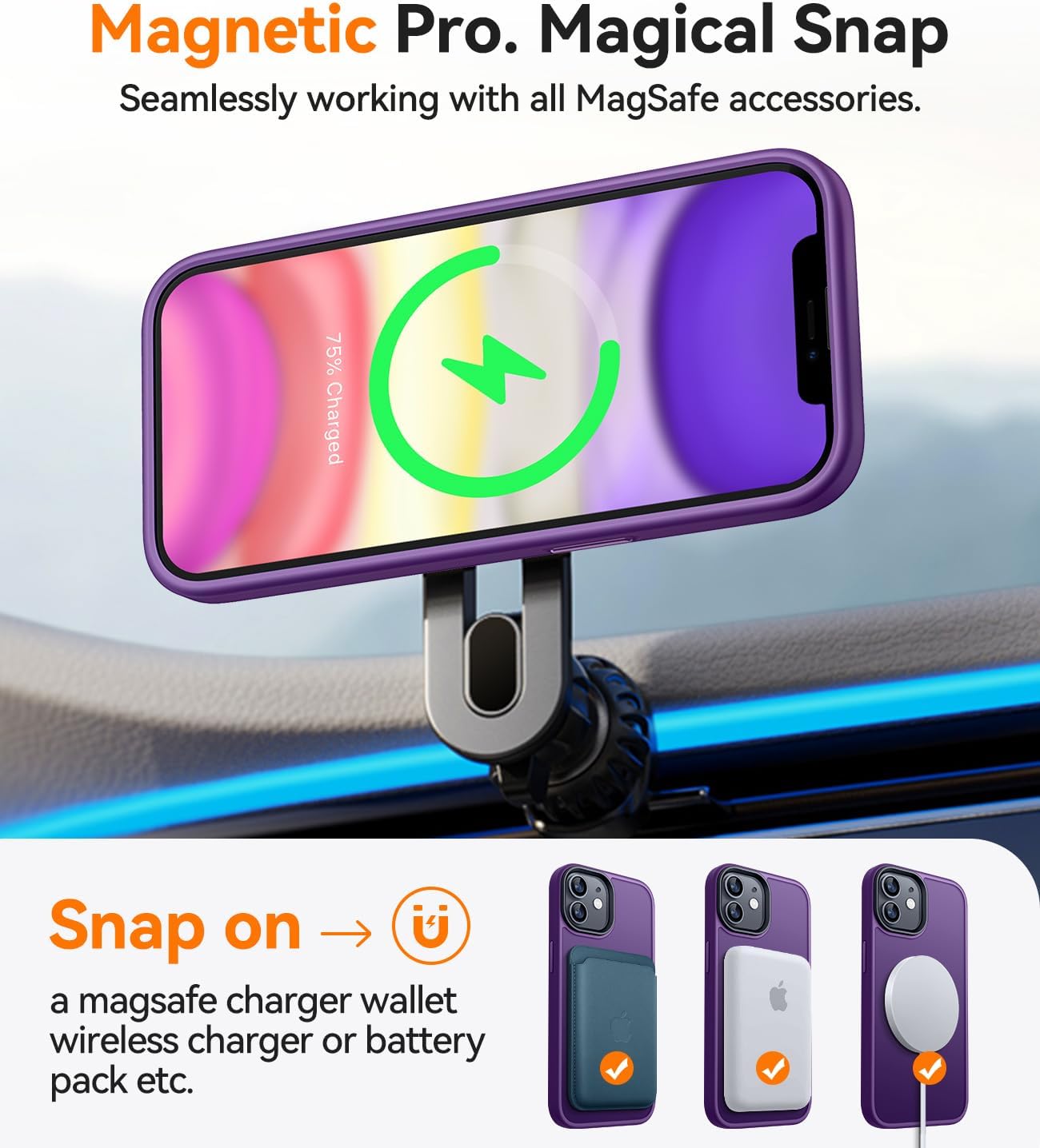 Detalle de CANSHN Cover Magnetica Opaca per iPhone 11 (6,1”) Viola Scuro – Protettiva, MagSafe compatibile