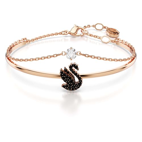 Detalle de Swarovski Brazalete Swan cisne negro, baño oro rosa 💍