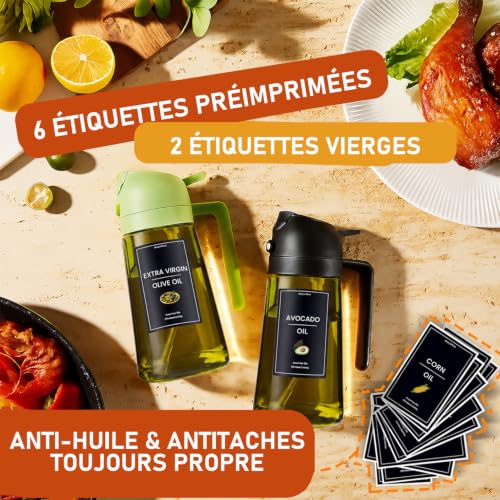 Detalle 2 de CXINYI vaporisateur d’huile 470 ml avec bec verseur 2-en-1 et tapis silicone