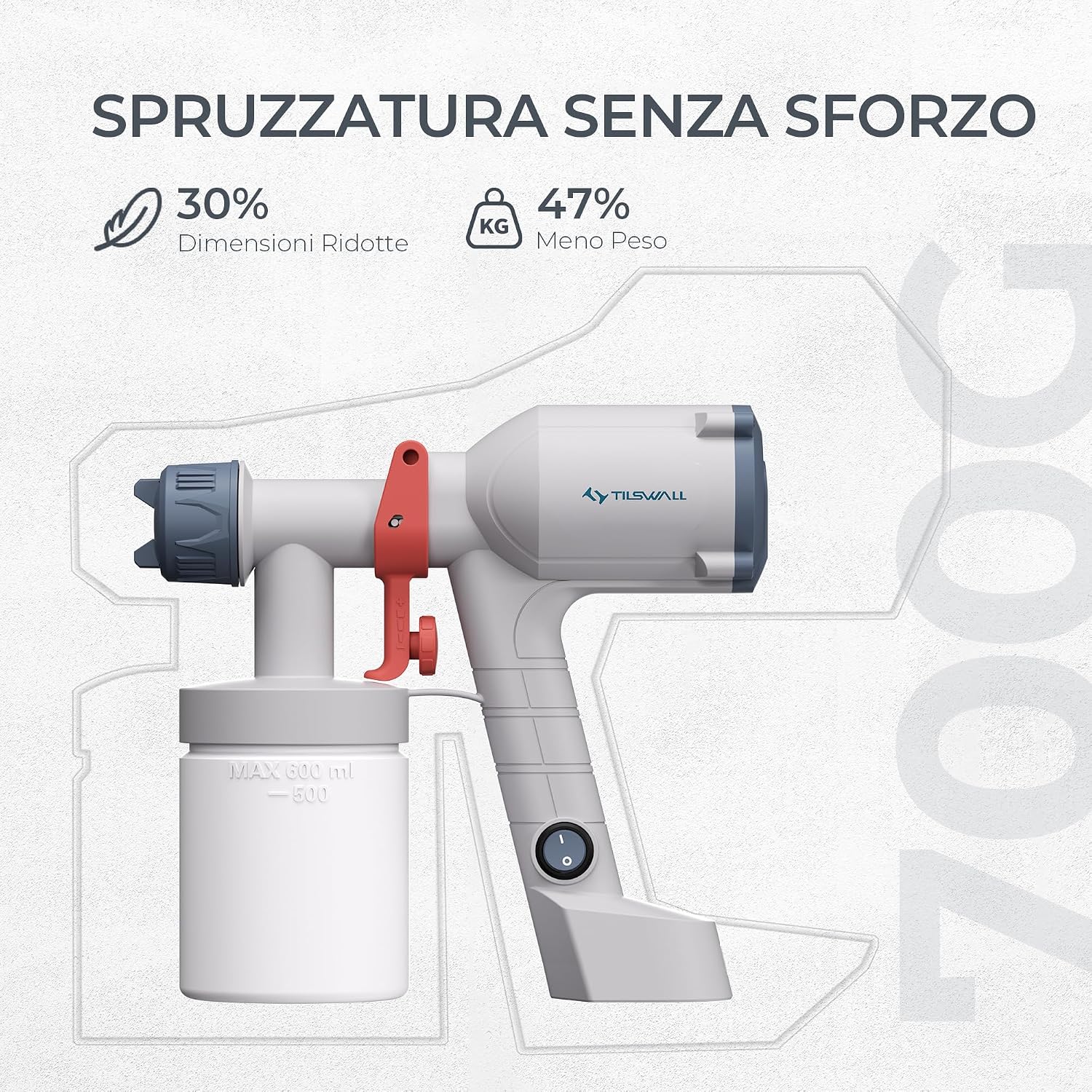 Detalle 2 de Pistola a spruzzo Tilswall Dreamer: leggerezza, versatilità e controllo per pareti, mobili e recinzioni